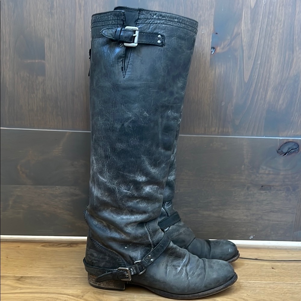 Steve Madden Roady Leather Knee-High Boots-Dark Blue